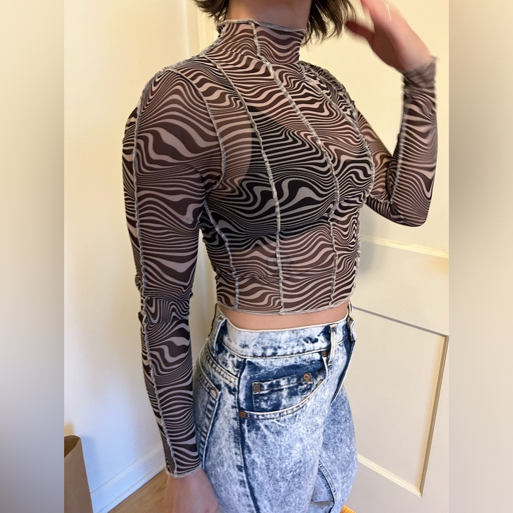 H&M marble pattern sheer shirt S